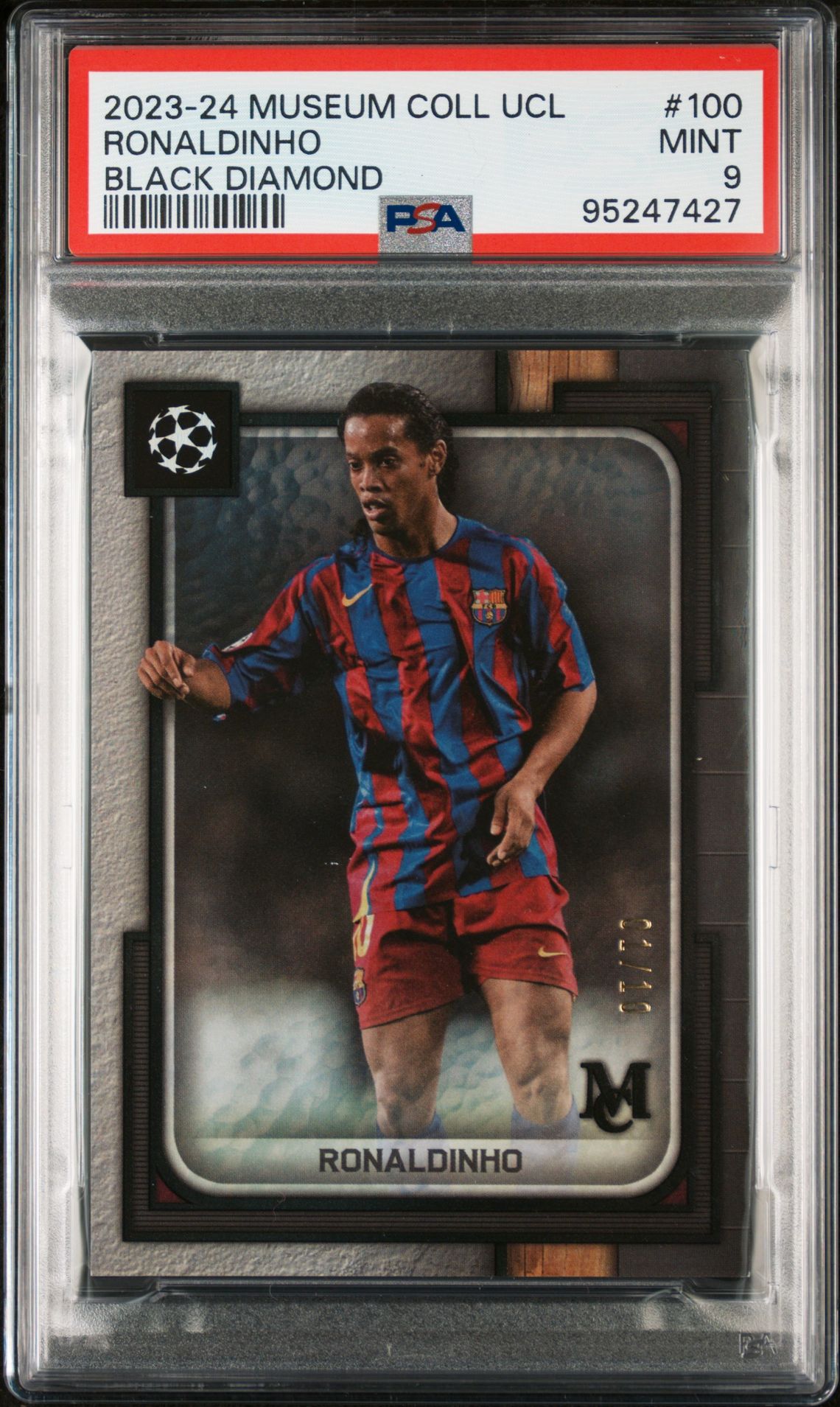 2023-24 Topps Museum Collection Uefa Champions League Ronaldinho #100 (Black Diamond) Mint 9 front
