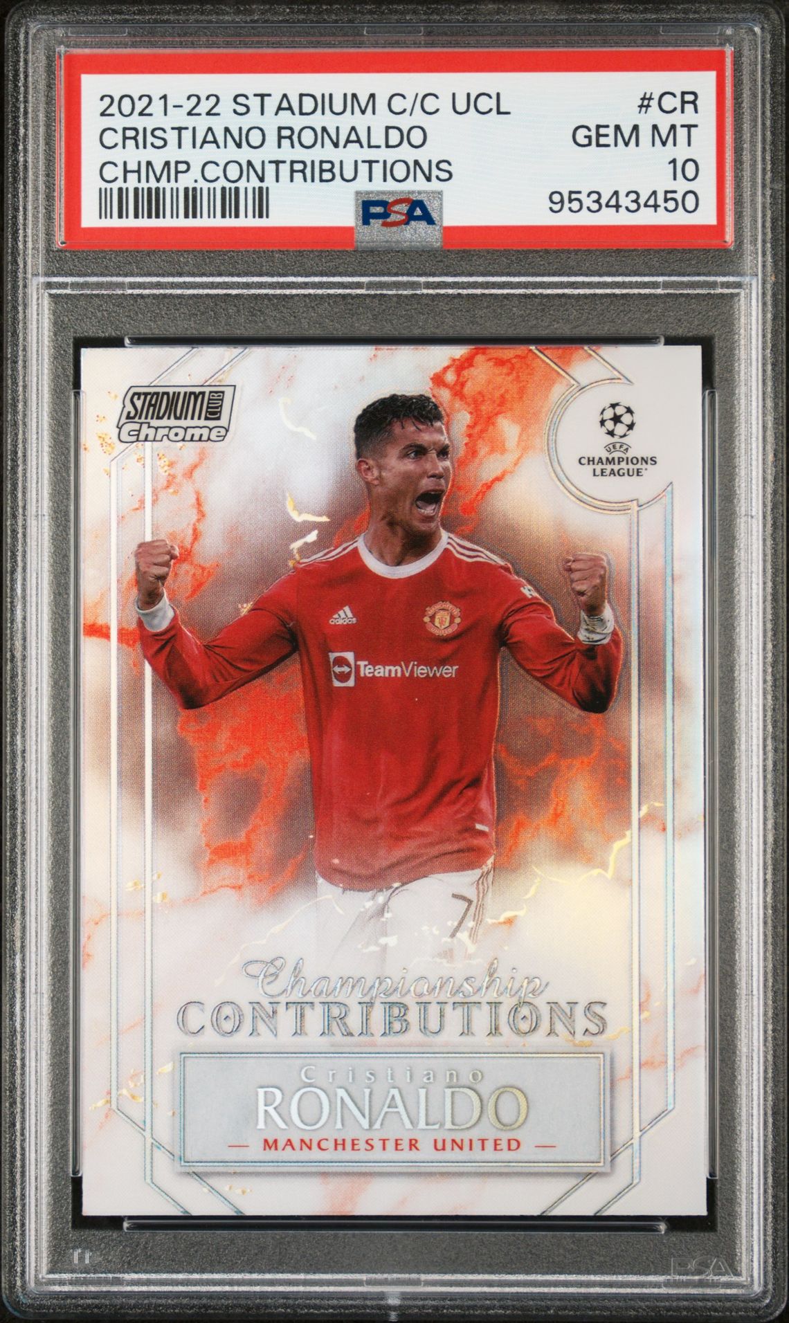 2021-22 Topps TOPPS STADIUM CLUB CHROME UEFA CHAMPIONS LEAGUE CHAMPIONSHIP CONTRIBUTIONS CHMP.CONTRIBUTIONS #CR Cristiano Ronaldo front