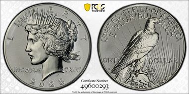 2023-S $1 Peace Dollar Rev PR Two-Coin Reverse Proof Set PR70