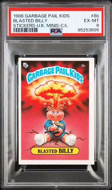1986 Topps GARBAGE PAIL KIDS STICKERS-U.K. MINIS STICKERS-U.K. MINIS-C/L #8B Blasted Billy front