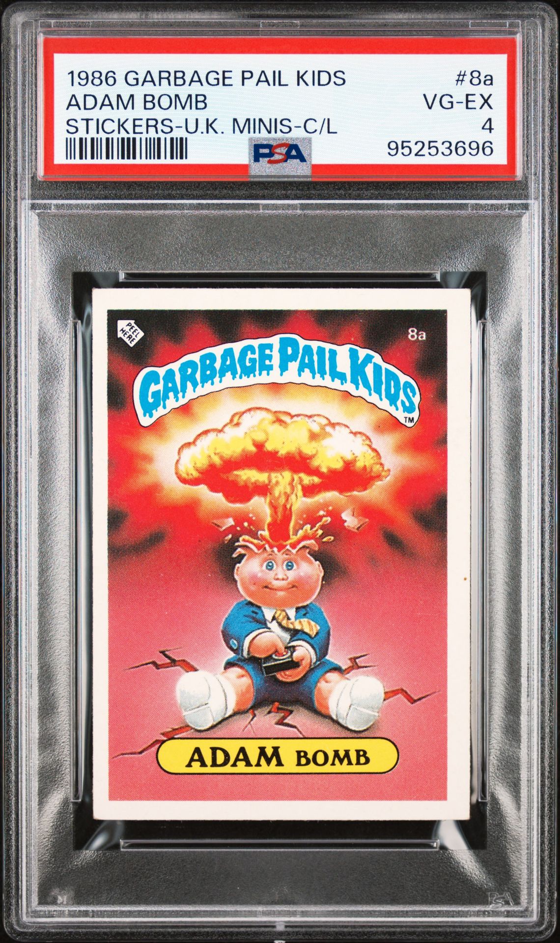 1985 Topps Garbage Pail Kids Series 1 Checklist #8A ADAM BOMB front
