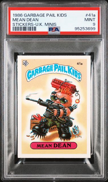 1986 Topps GARBAGE PAIL KIDS STICKERS-U.K. MINIS #41A Mean Dean front
