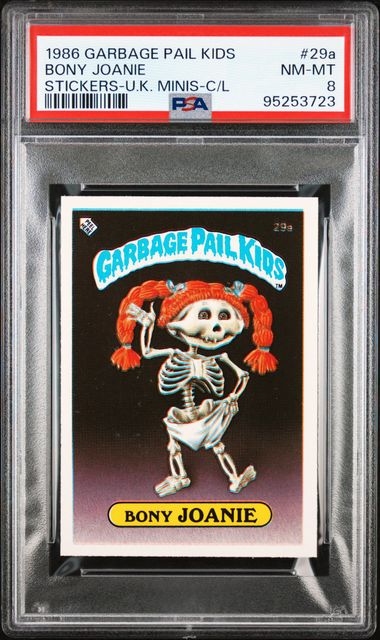 1986 Topps GARBAGE PAIL KIDS STICKERS-U.K. MINIS STICKERS-U.K. MINIS-C/L #29A Bony Joanie front