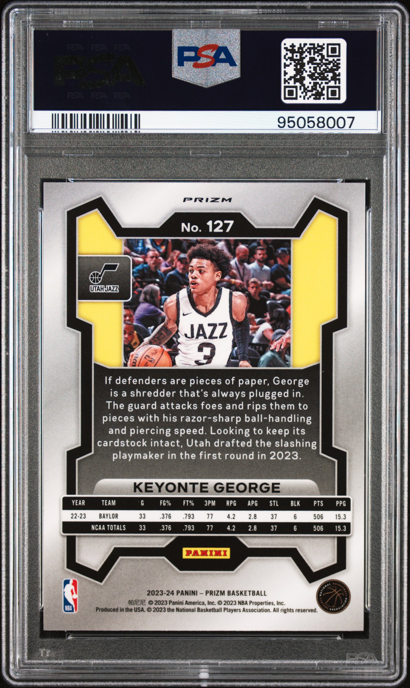 2023 Panini Prizm Keyonte George #127 (Orange Ice) Mint 9 back