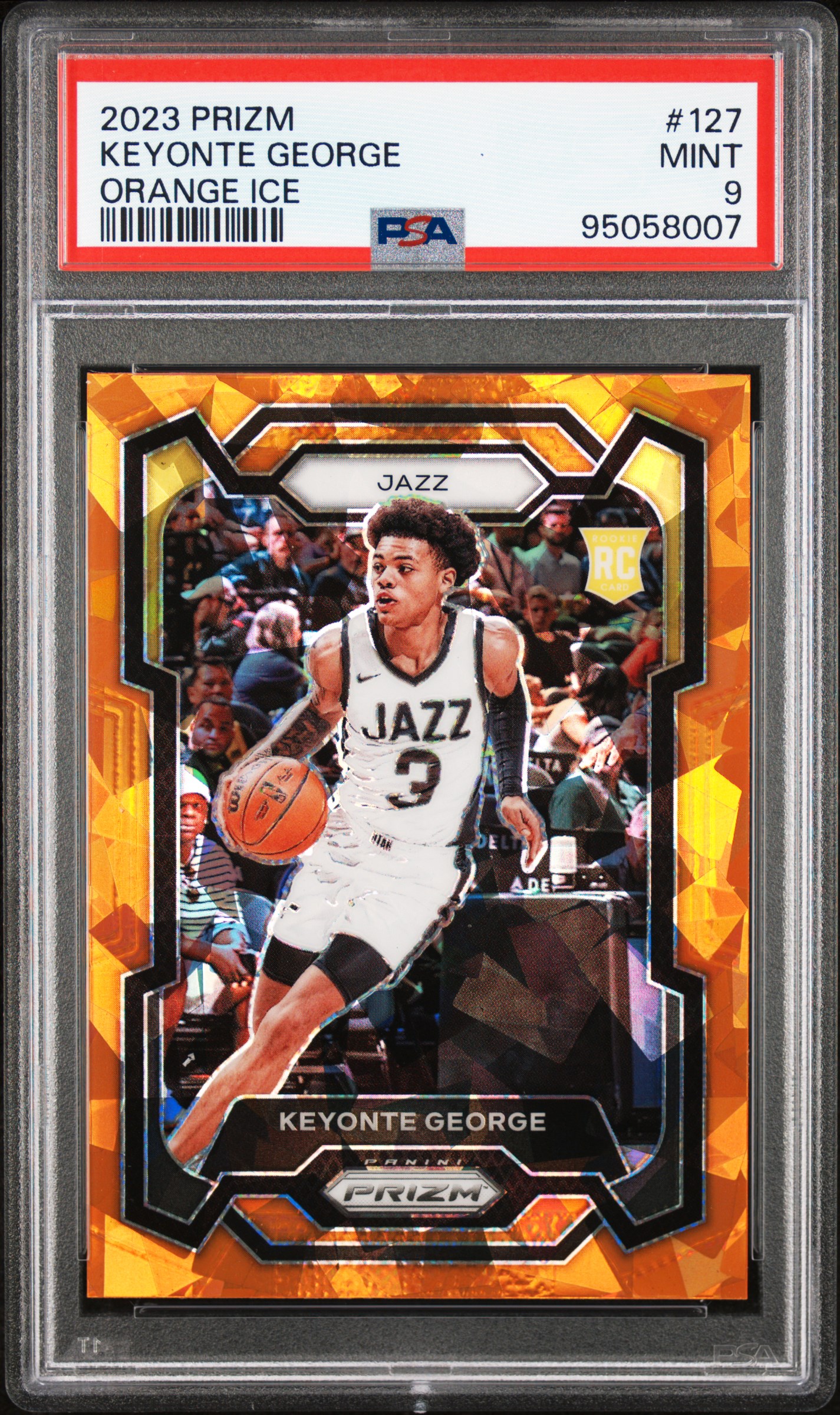 2023 Panini Prizm Keyonte George #127 (Orange Ice) Mint 9 front