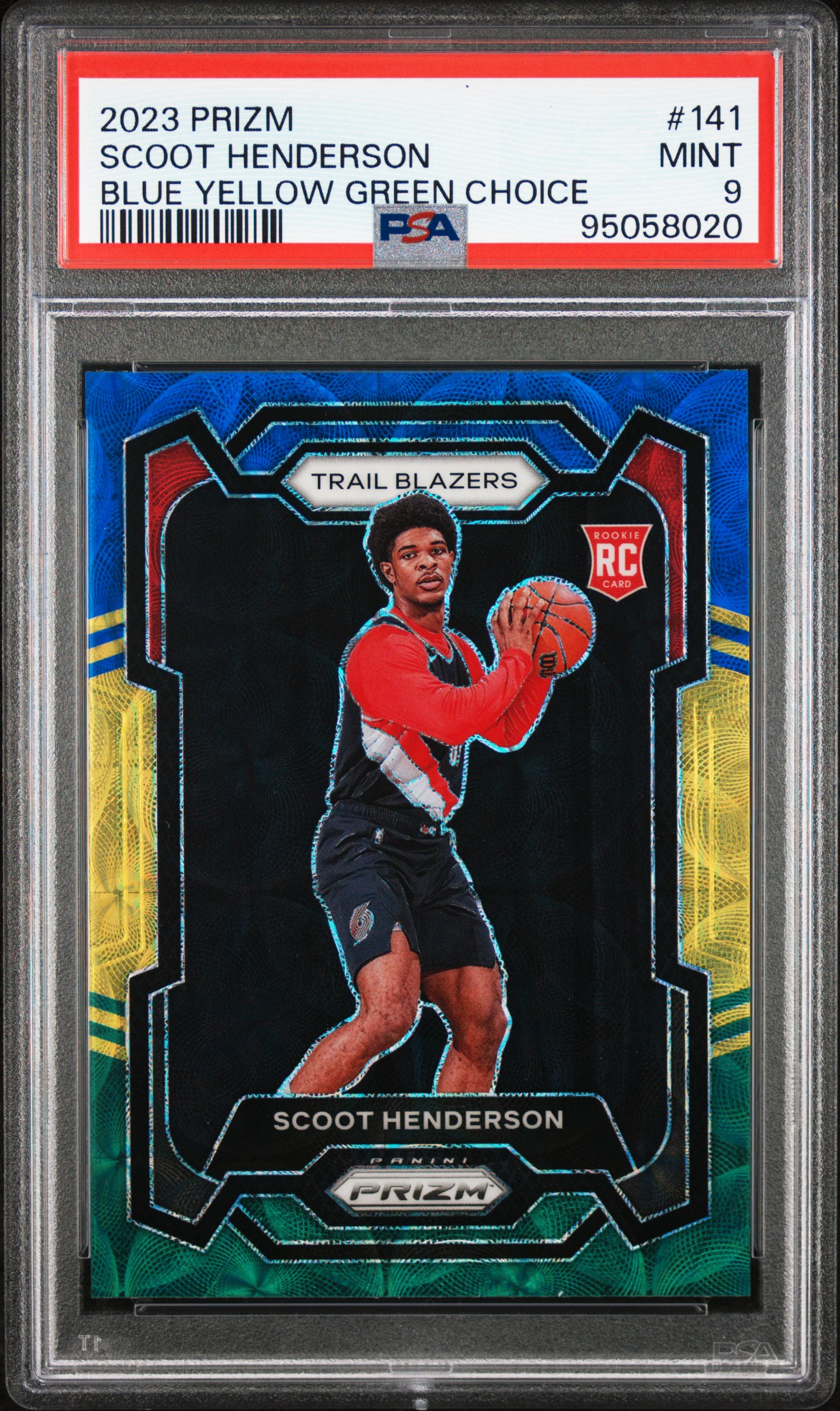 2023 Panini Prizm Scoot Henderson #141 (Blue Yellow Green Choice) Mint 9 front