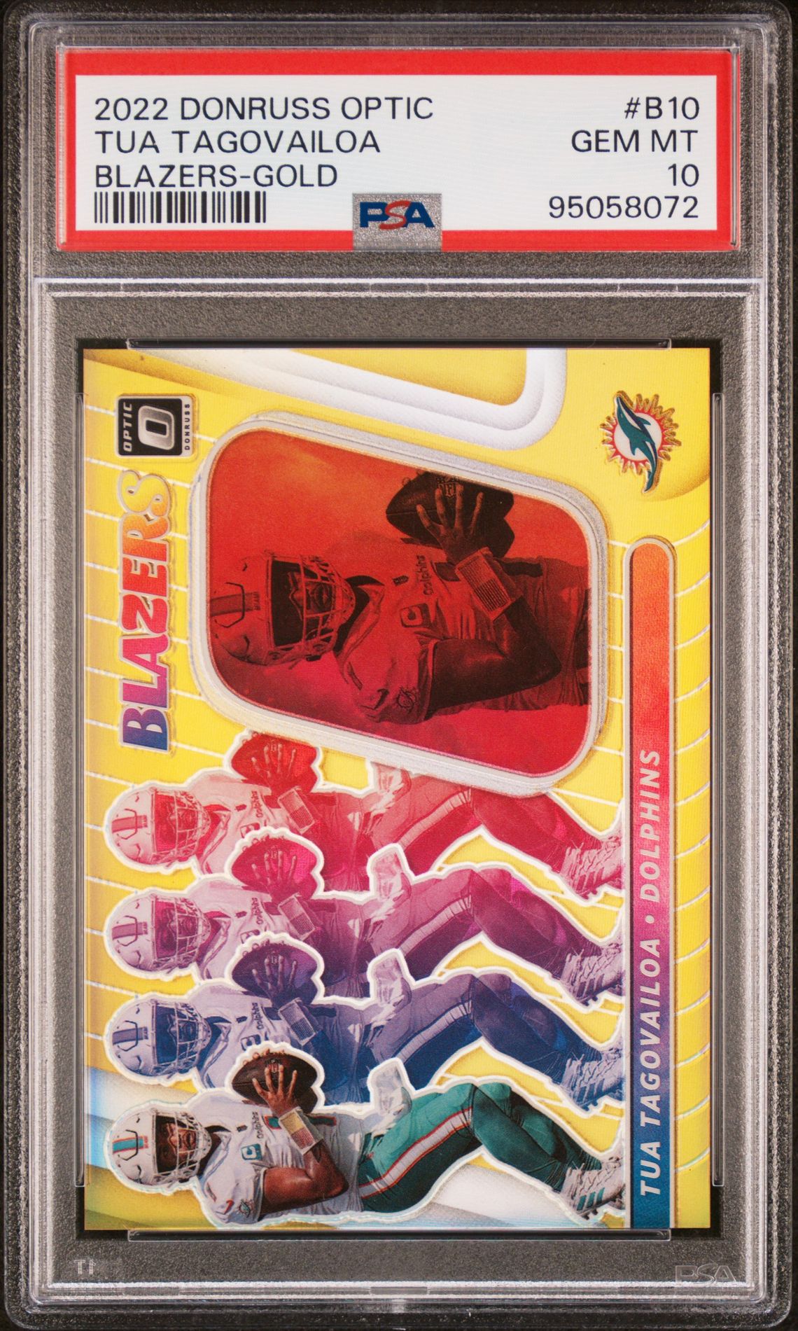 2022 Panini Donruss Optic Blazers Tua Tagovailoa #B10 (Blazers-Gold) Gem Mt 10 front