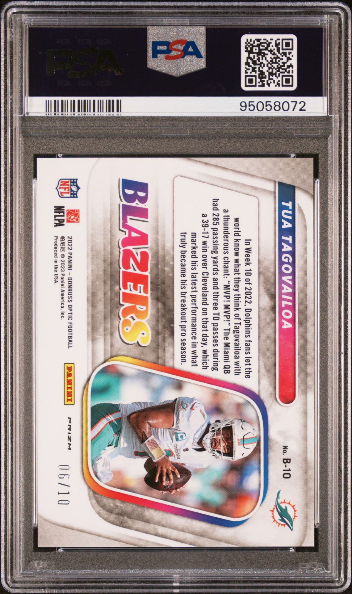 2022 Panini Donruss Optic Blazers Tua Tagovailoa #B10 (Blazers-Gold) Gem Mt 10 back