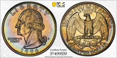 1996-D 25C MS68