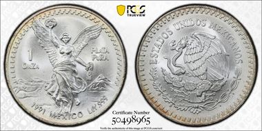 1991-Mo Onza Libertad Ag T2 - PLaTA PuRA MS69