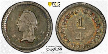 1842-Mo LR 1/4 R AU58