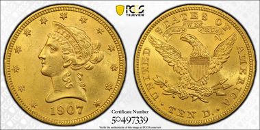 1907 $10 Liberty MS62