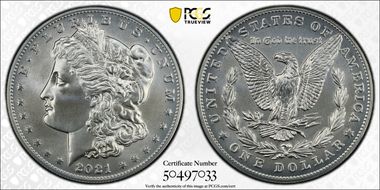 2021 $1 Morgan Dollar 100th Anniversary MS69
