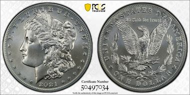 2021-CC Privy $1 Morgan Dollar 100th Anniversary MS69