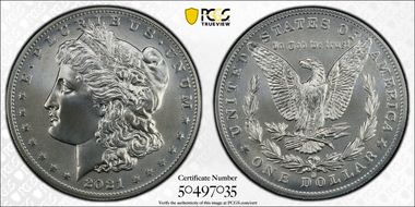 2021-O Privy $1 Morgan Dollar 100th Anniversary MS70