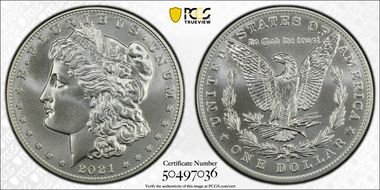 2021-D $1 Morgan Dollar 100th Anniversary MS69