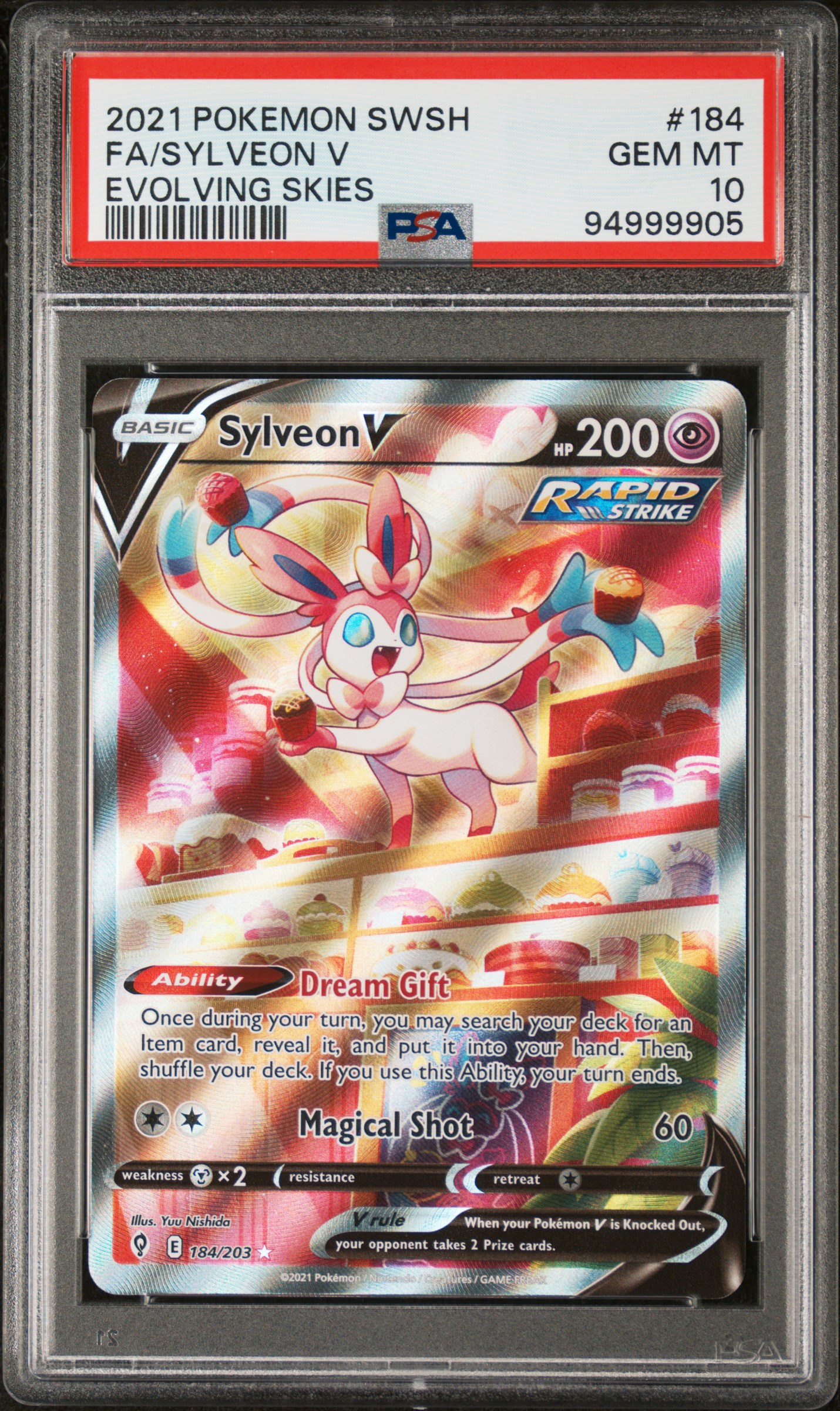 2021 Pokemon Sword & Shield Evolving Skies Fa / Sylveon V #184 (Evolving Skies) Gem Mt 10 back