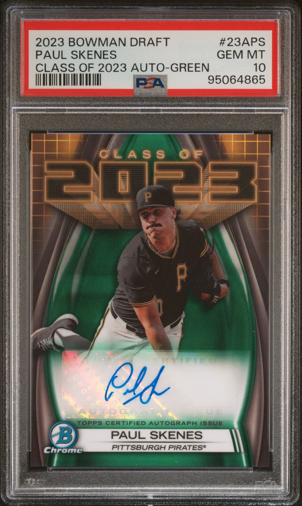 2023 Bowman BOWMAN DRAFT CLASS OF 2023 AUTOGRAPH CLASS OF 2023 AUTO-GREEN REF #23APS Paul Skenes front