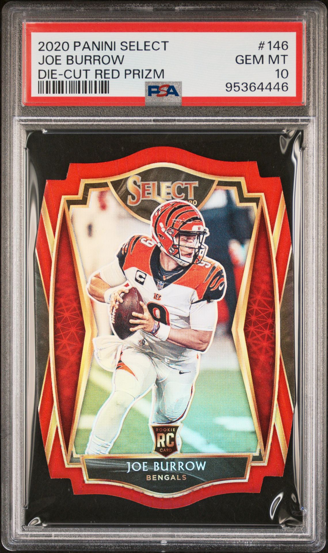 2020 Panini Select Joe Burrow #146 (Die-Cut Red Prizm) Gem Mt 10 front