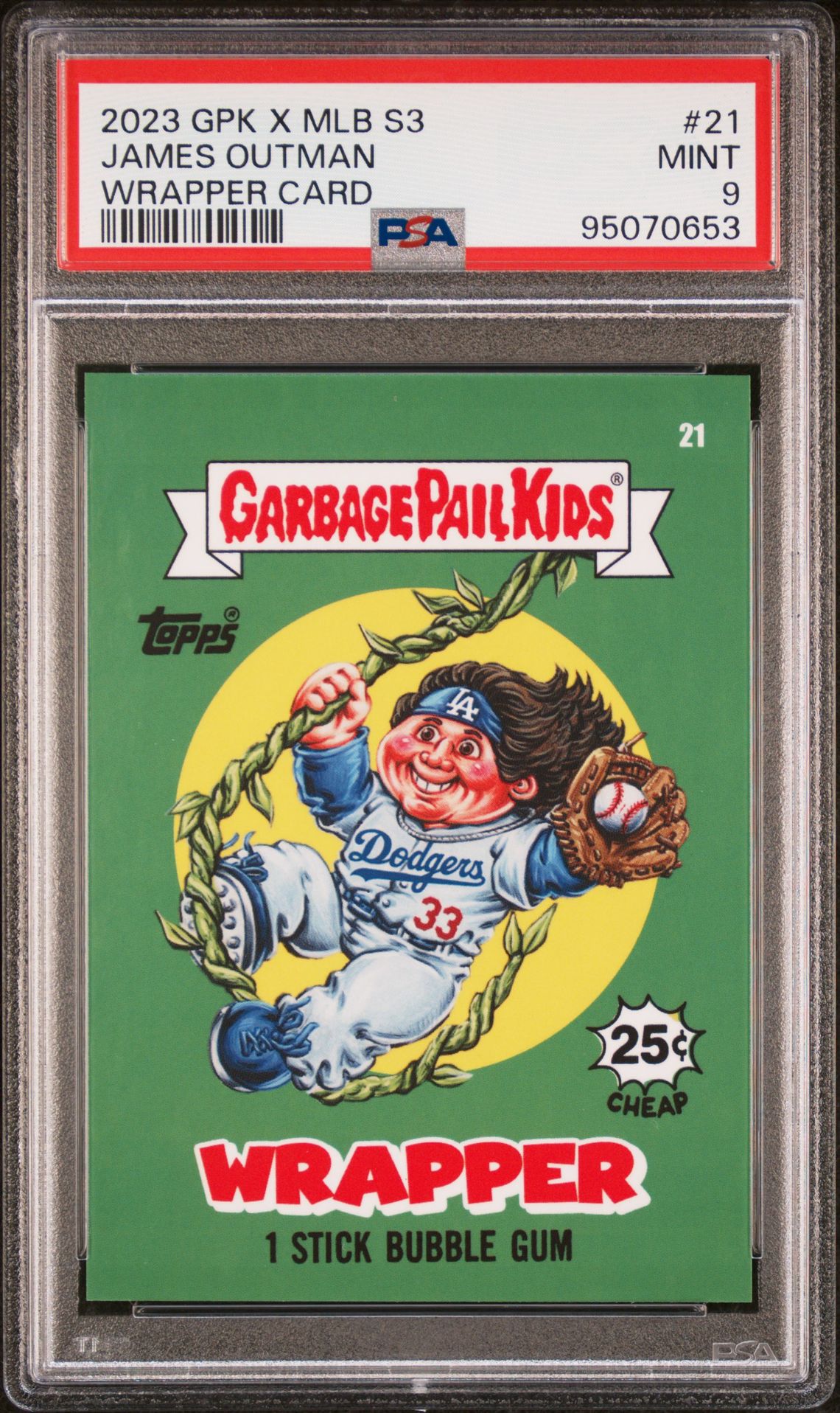 2023 Garbage Pail Kids TOPPS GARBAGE PAIL KIDS X MLB SERIES 3 WRAPPER CARDS #21 James Outman front