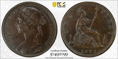 1883 1D S-3954 AU53BN