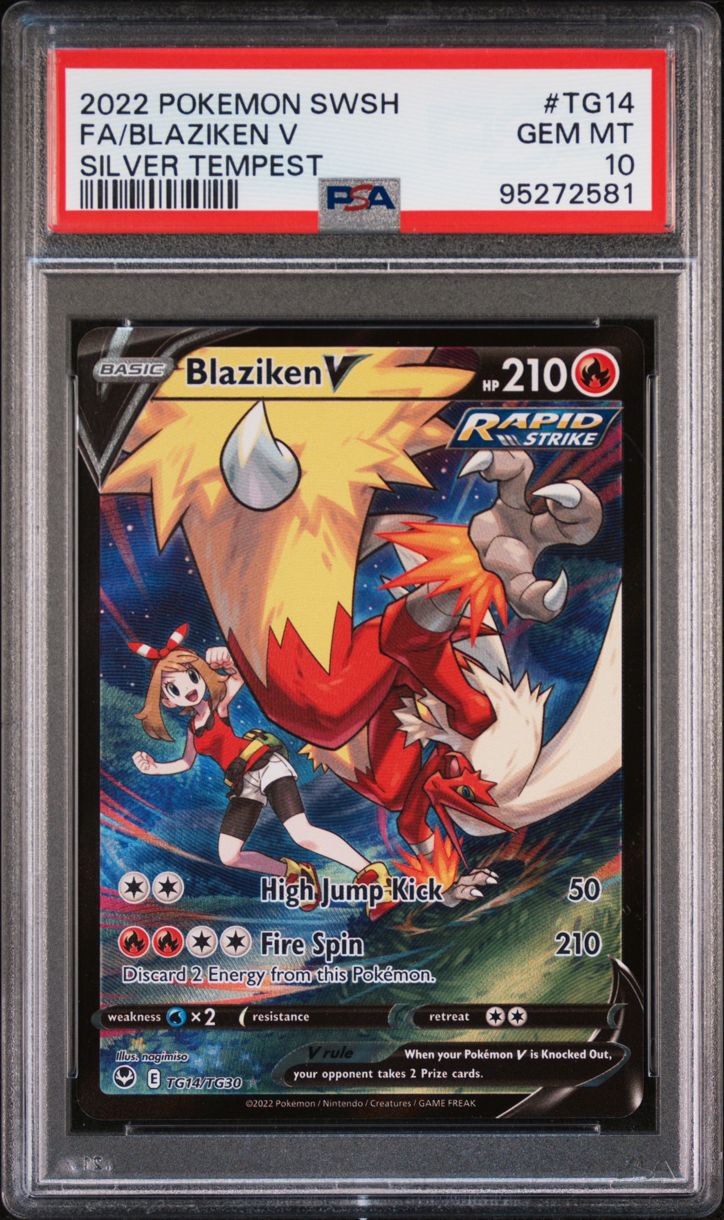 2022 #TG14 Full Art/Blaziken V PSA 10 Sword & Shield Silver Tempest