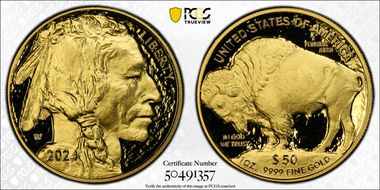 2024-W $50 American Buffalo  .9999 Fine Gold PR70DCAM