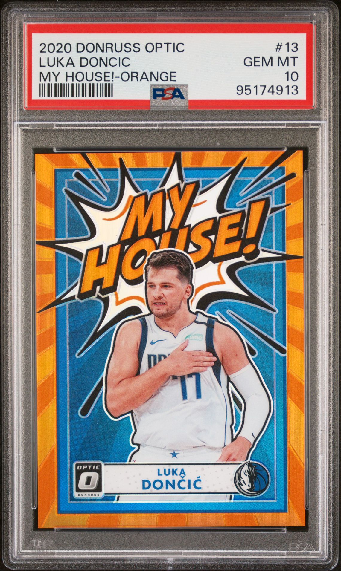 2020 Panini Donruss Optic My House! Luka Doncic #13 (My House!-Orange) Gem Mt 10 front