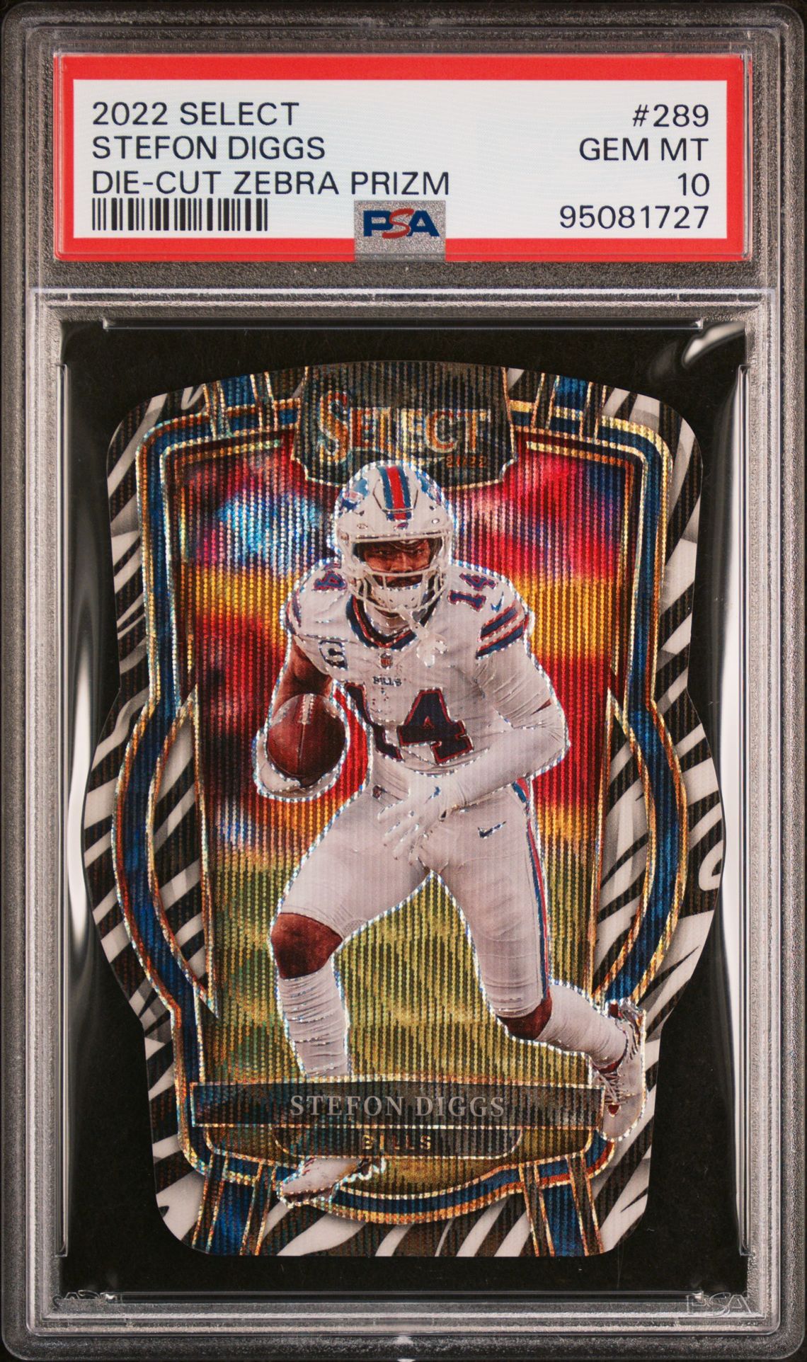 2022 Panini Select Stefon Diggs #289 (Die-Cut Zebra Prizm) Gem Mt 10 front