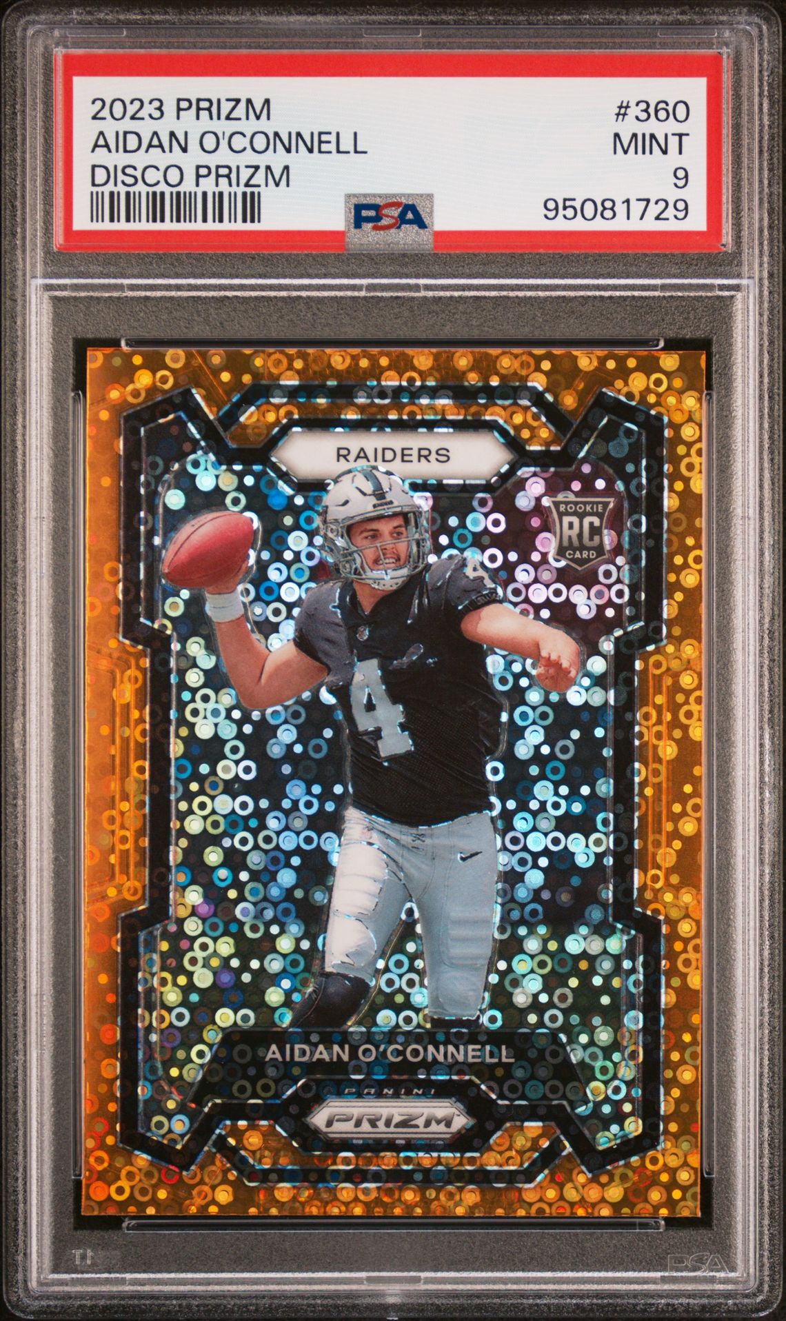 2023 Panini Prizm Aidan O'connell #360 (Disco Prizm) Mint 9 front