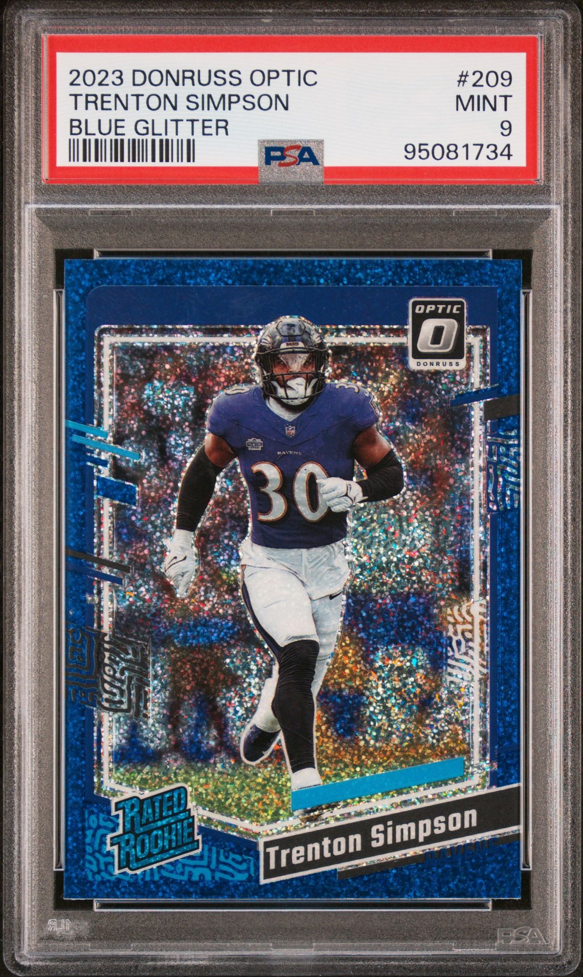 2023 Panini Donruss Optic Trenton Simpson #209 (Blue Glitter) Mint 9 front