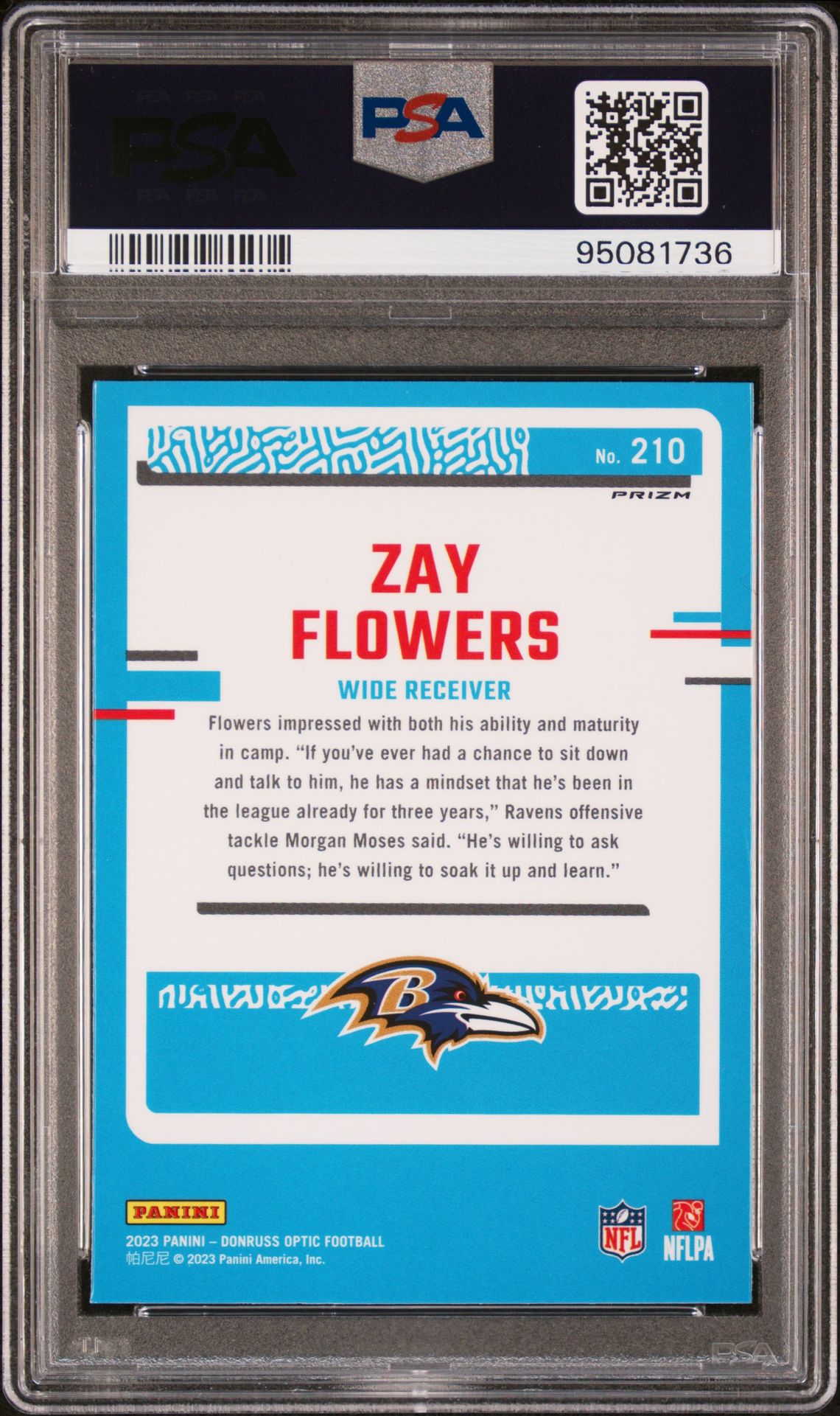 2023 Panini Donruss Optic Zay Flowers #210 (Pink) Gem Mt 10 back