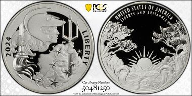2024-P Medal Liberty & Britannia Ag PR69DCAM
