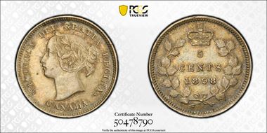 1898 5C Wide Date 1 AU58