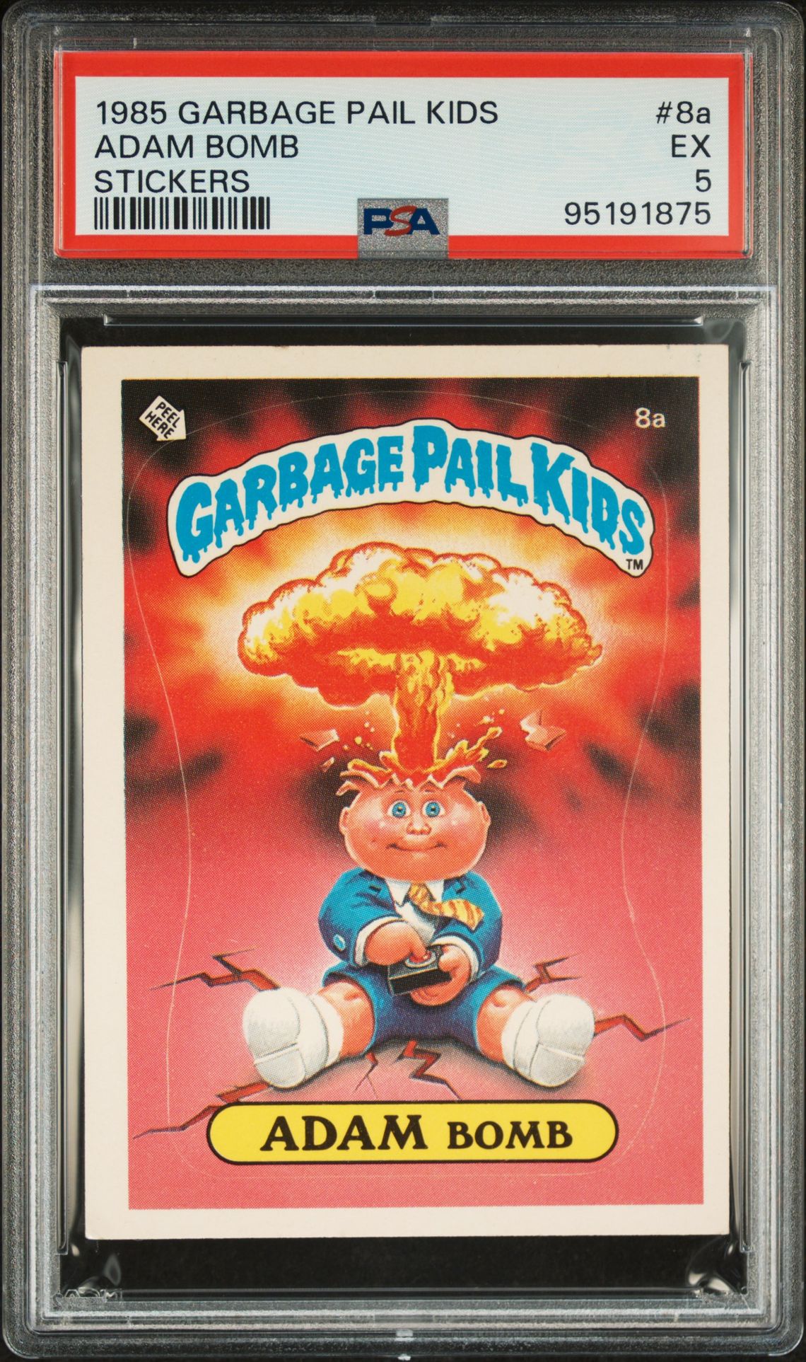 1985 Garbage Pail Kids Garbage Pail Kids Series 1 Checklist #8A Adam Bomb front