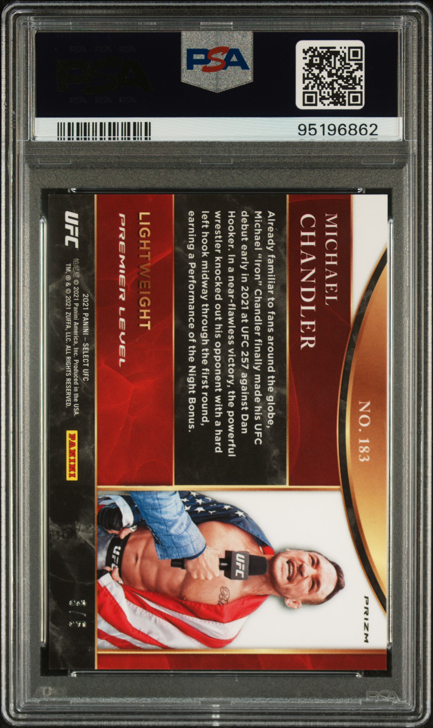 2021 Panini Select Ufc Michael Chandler #183 (Green Disco Prizm) Mint 9 back