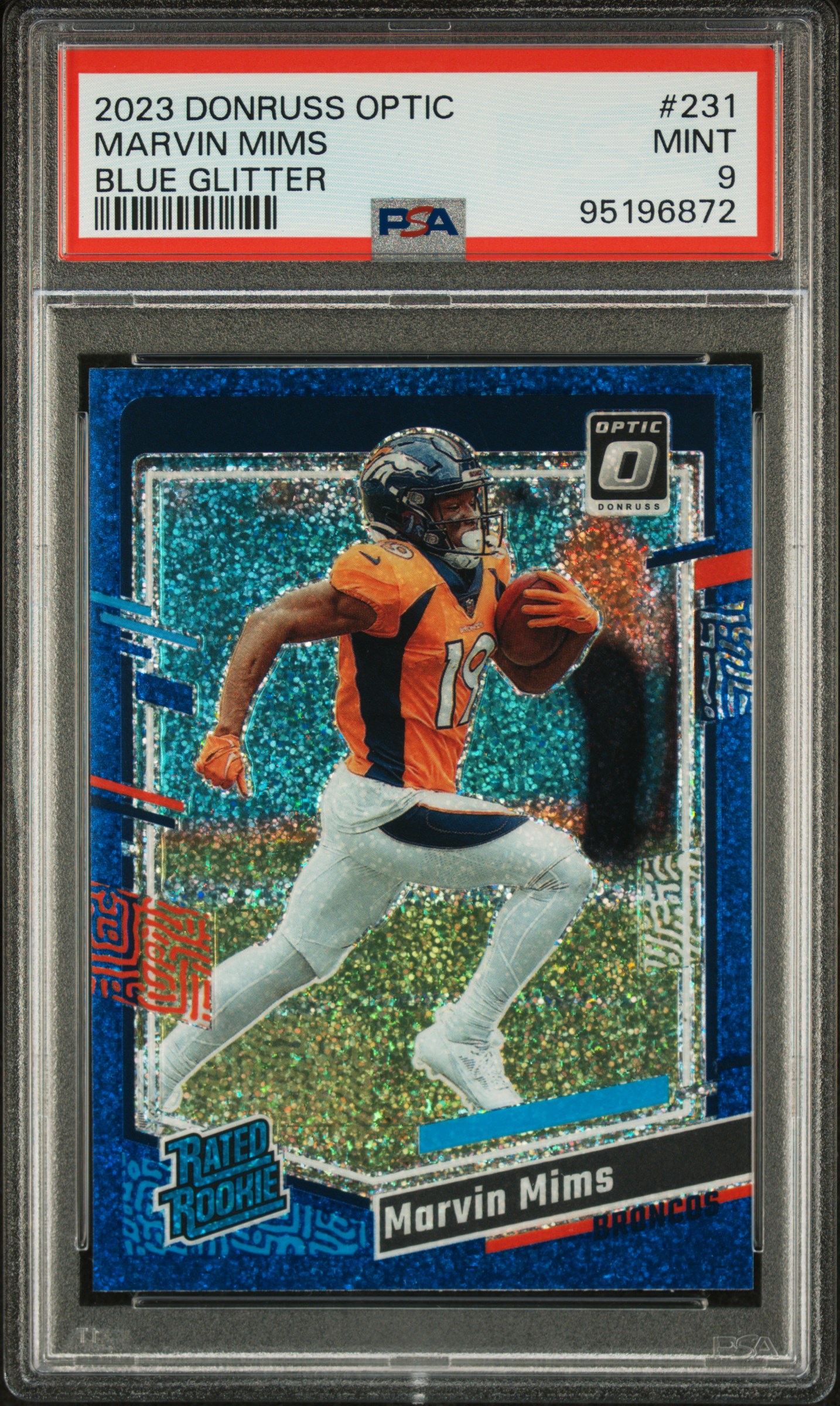 2023 Panini Donruss Optic Marvin Mims #231 (Blue Glitter) Mint 9 front
