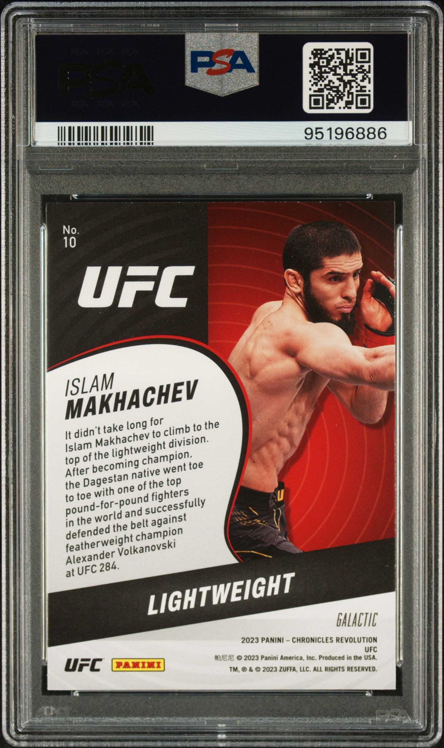 2023 Panini Chronicles Ufc Revolution Islam Makhachev #10 (Revolution-Galactic) Mint 9 back