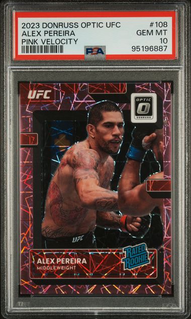 2023 Panini Donruss Optic Ufc Alex Pereira #108 (Pink Velocity) Gem Mt 10 front