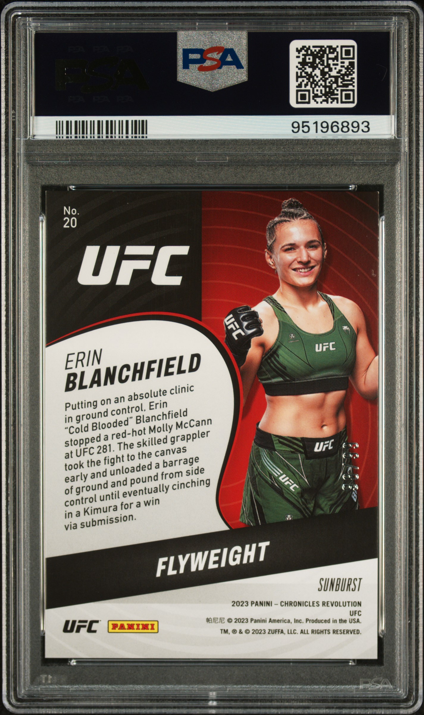2023 Panini Chronicles Ufc Revolution Erin Blanchfield #20 (Revolution-Sunburst) Mint 9 back