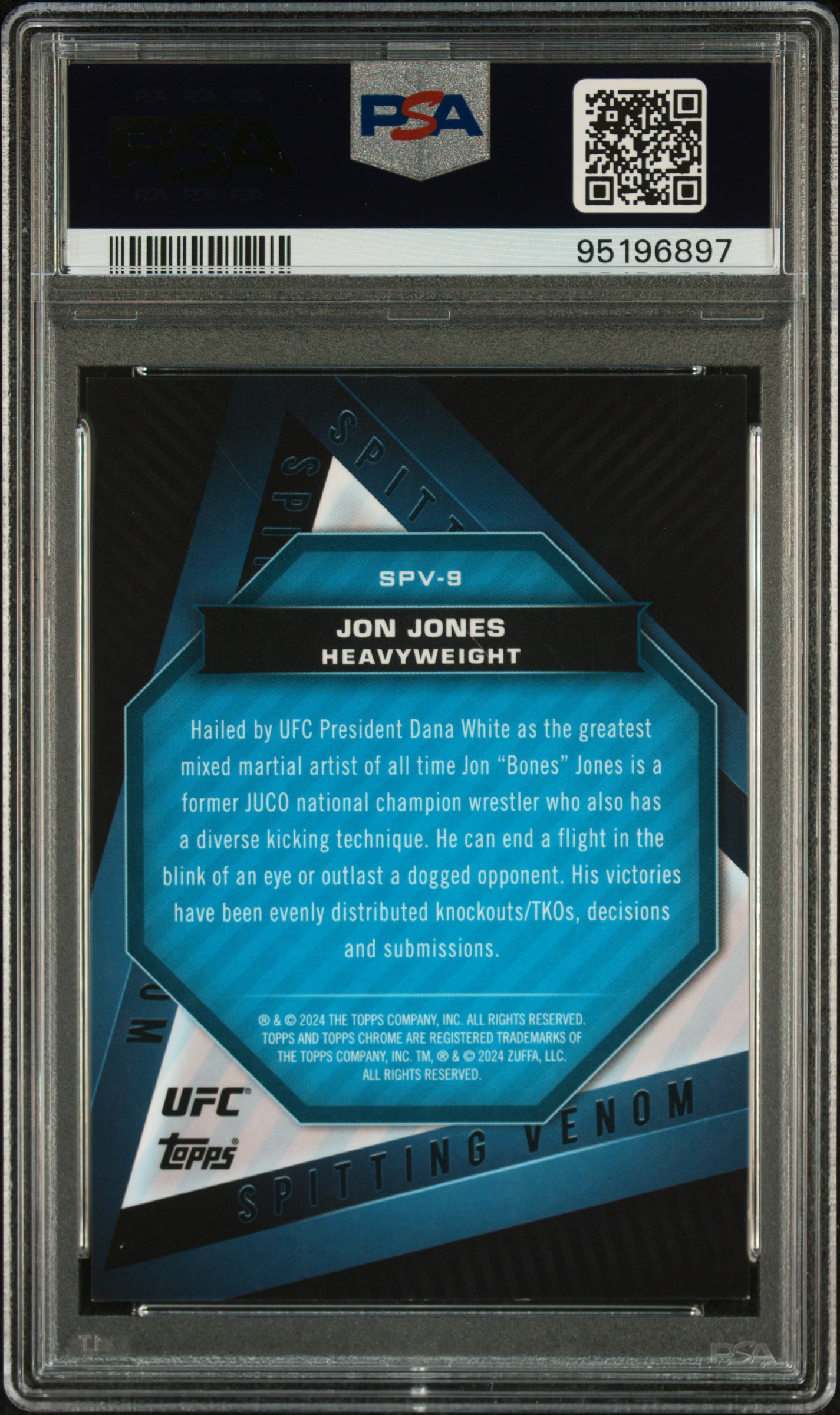 2024 Topps Chrome Ufc Spitting Venom Jon Jones #Spv9 Mint 9 back