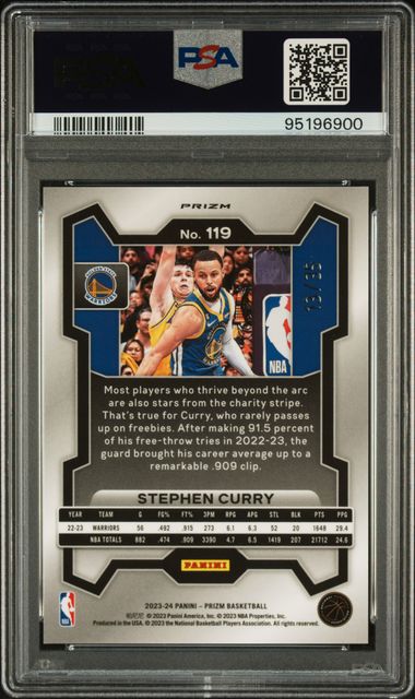 2023 Panini Prizm Stephen Curry #119 (White Ice) Mint 9 back
