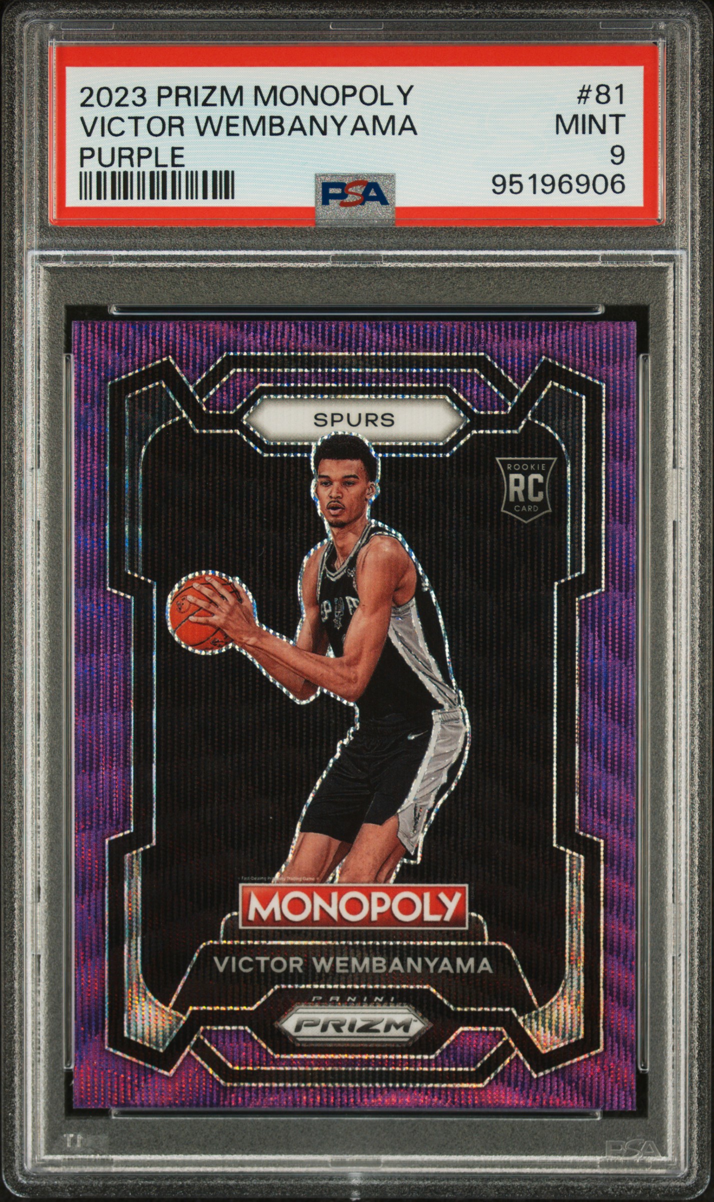 2023 Panini Prizm Monopoly Victor Wembanyama #81 (Purple) Mint 9 front