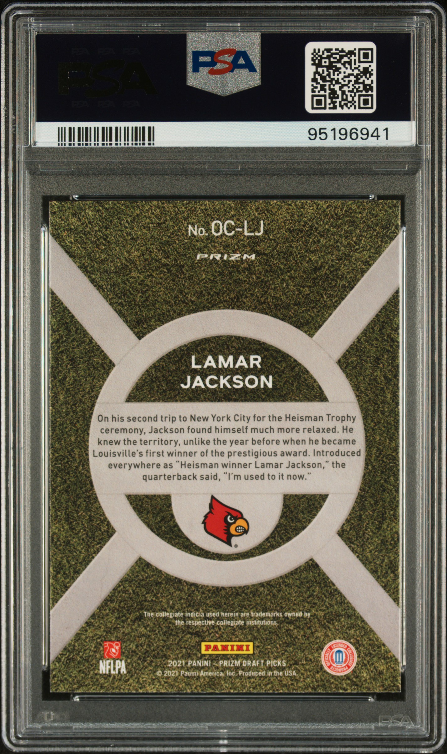 2021 Panini Prizm Draft Picks On Campus Lamar Jackson #Oclj (On Campus) Mint 9 back