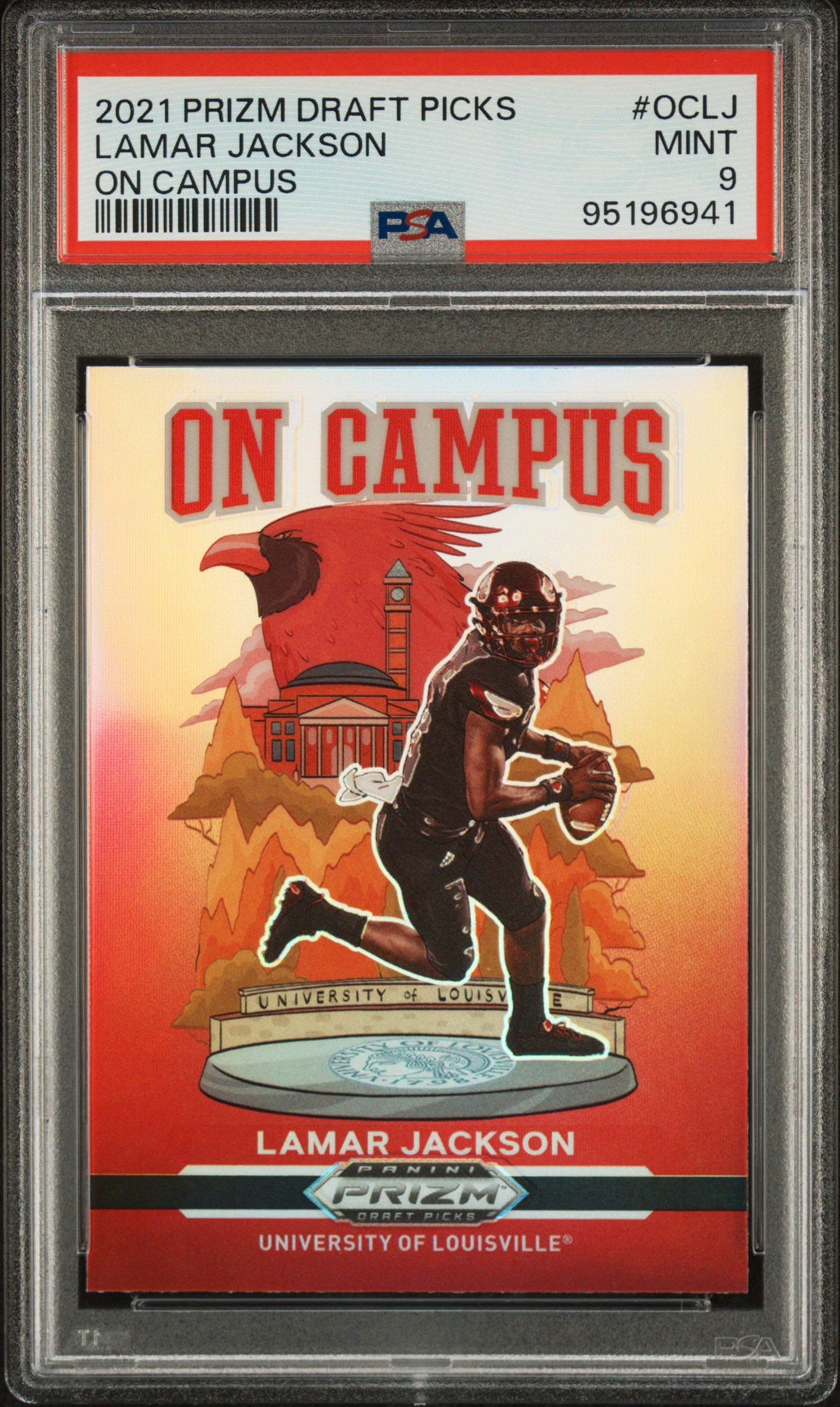 2021 Panini Prizm Draft Picks On Campus Lamar Jackson #Oclj (On Campus) Mint 9 front