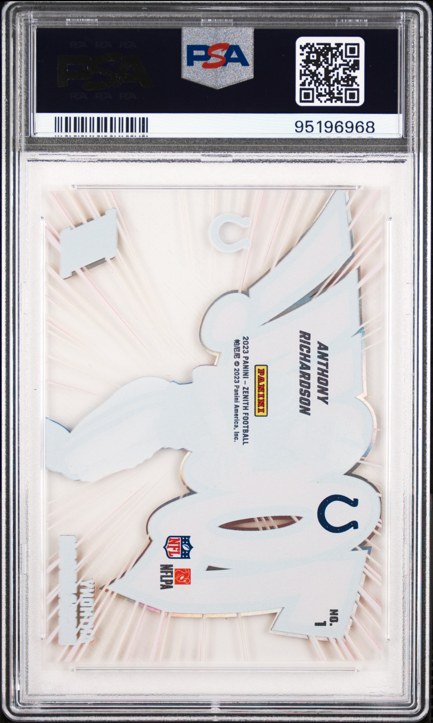 2023 Panini Zenith Zoom! Anthony Richardson #1 Mint 9 back