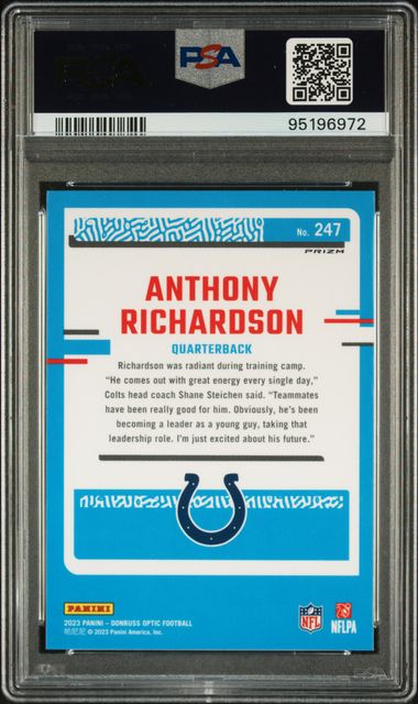 2023 Panini Donruss Optic Anthony Richardson #247 (Holo) Gem Mt 10 back