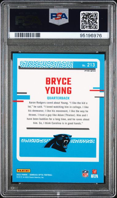 2023 Panini Donruss Optic Bryce Young #213 (Stars) Gem Mt 10 back