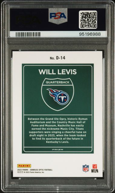 2023 Panini Donruss Optic Downtown! Will Levis #D14 Gem Mt 10 back