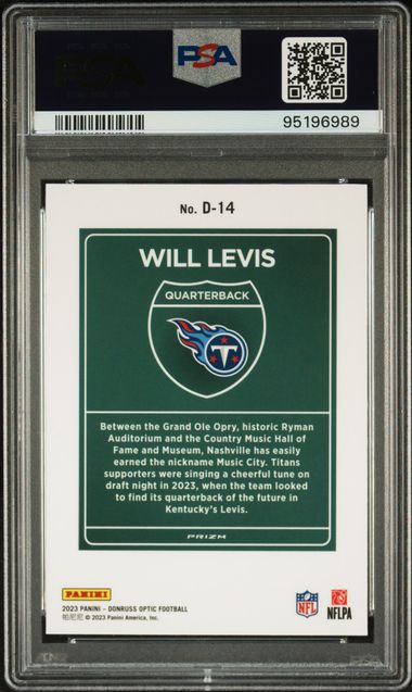 2023 Panini Donruss Optic Downtown! Will Levis #D14 Gem Mt 10 back